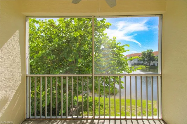 a view of a balcony with a plant