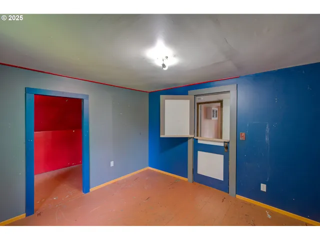 a view of a room with racks