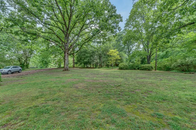 a backyard of a house with lots of green space