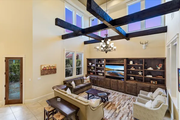 a living room with furniture