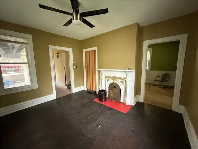 a view of a livingroom with a fireplace