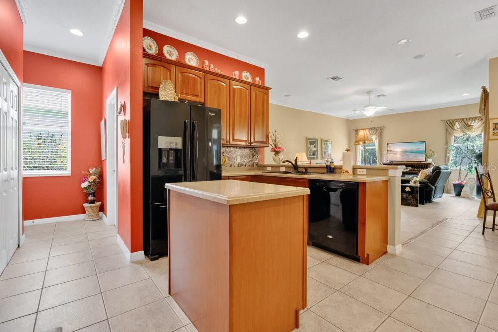 6139 Andreozzi Lane Windermere, FL 34786 - Photo 21 of 53 a kitchen view with stainless steel appliances kitchen island granite countertop a refrigerator and a stove
