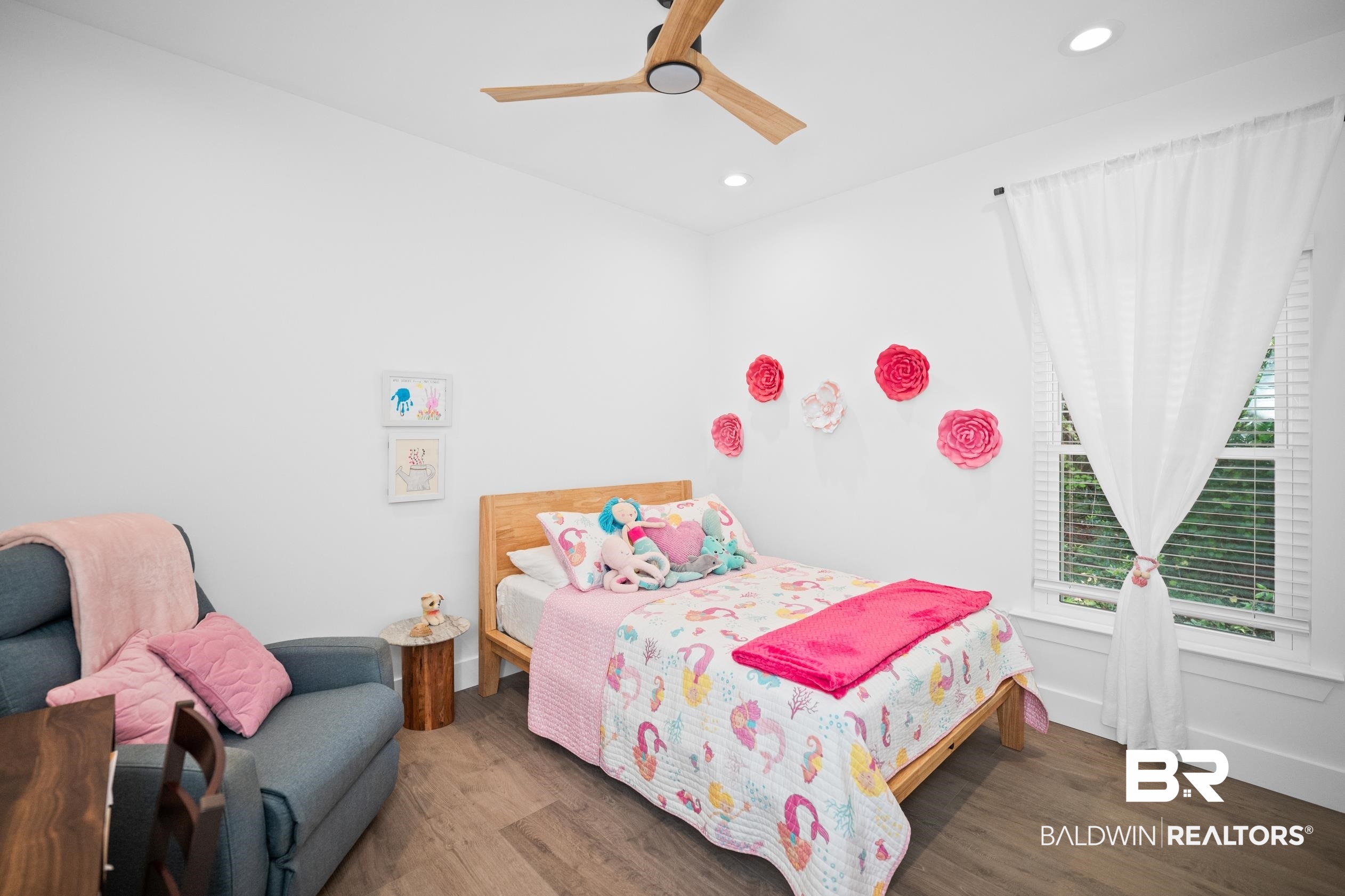 5501 Mobile Avenue Orange Beach, AL 36561 - Photo 16 of 40 Bedroom with wood finished floors, recessed lighting, and ceiling fan