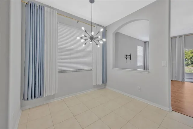 a view of a chandelier in a room