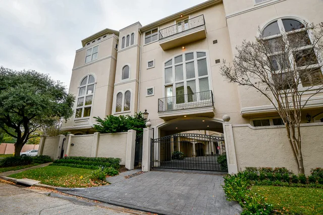 a front view of a multi story building