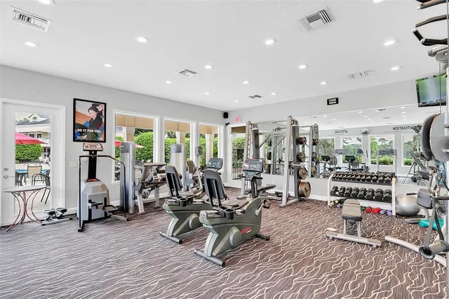 a view of a room with gym equipment