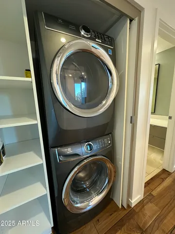an aerial view of a house with a garden