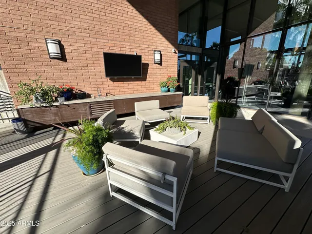 a view of city and patio