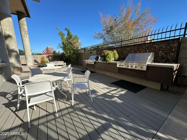 a living room with a couch and a stove