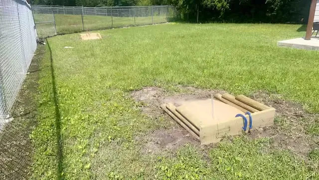 a view of a backyard