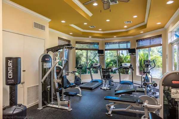 a view of a room with gym equipment