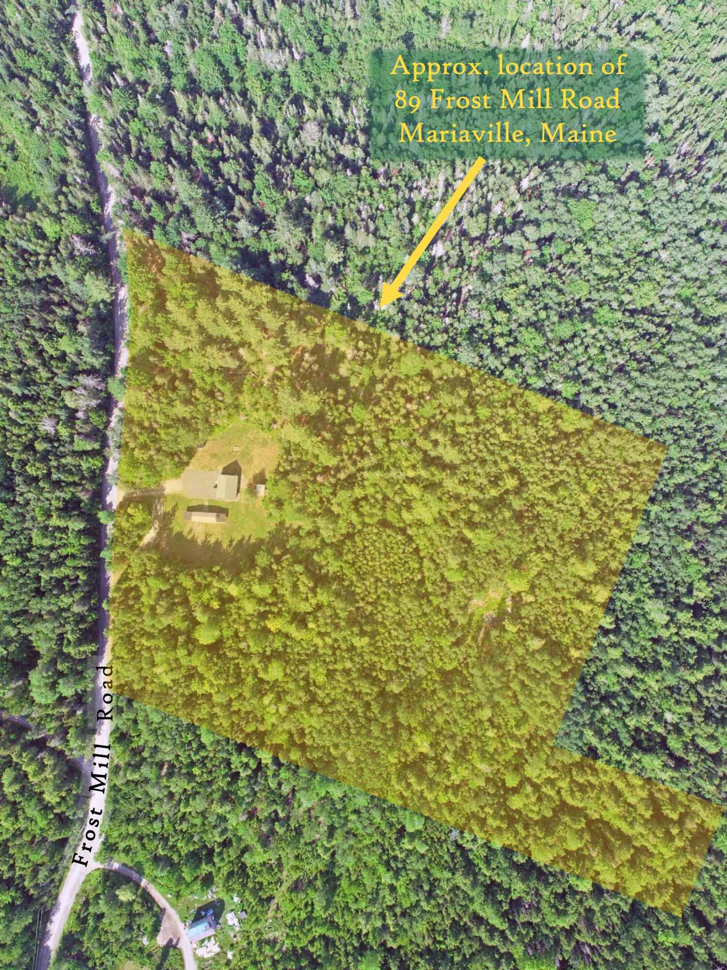 89 Frost Mill Road Mariaville, ME 04605 - Photo 4 of 37 Aerial 5 overlay