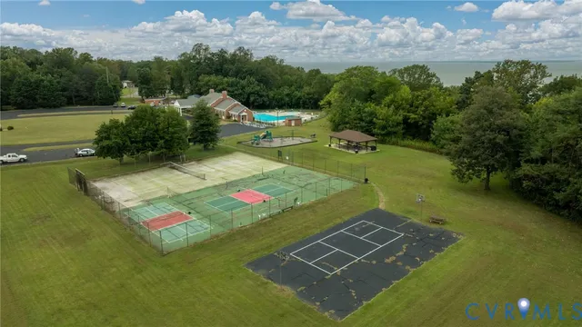 front view of a house with a patio