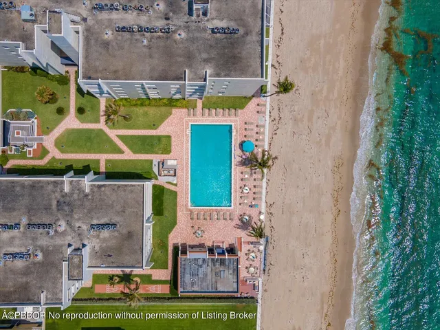 a dining room with furniture and a potted plant