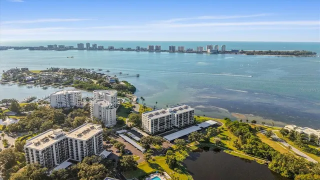 a view of a lake with a building in the background
