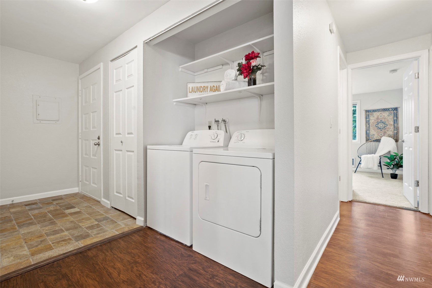 820 Cady Road, Unit F107 Everett, WA 98203 - Photo 14 of 33 a view of hallway with wooden floor