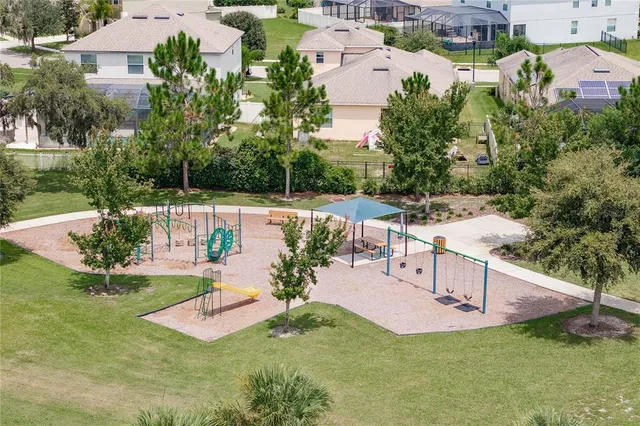 an aerial view of a house