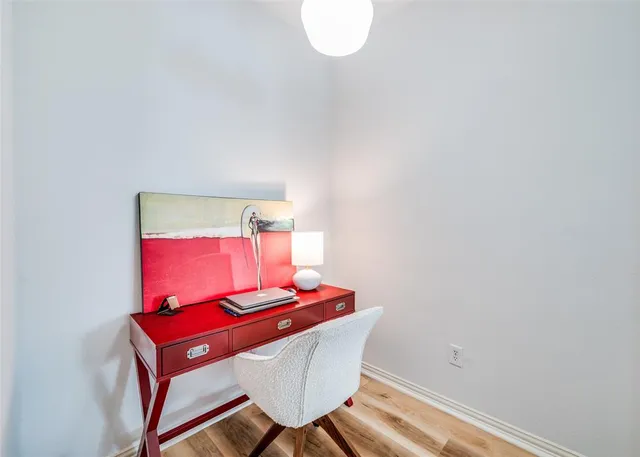 a room with a bed and a table