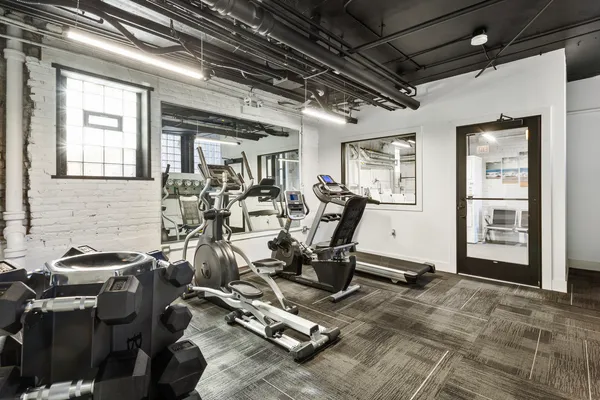 a view of a room with gym equipment
