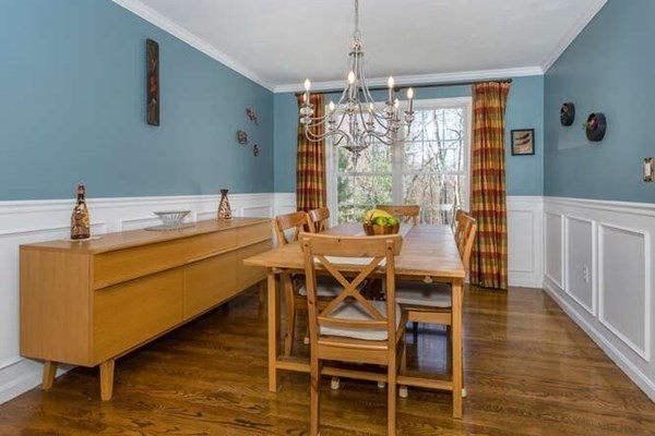 226 Daniels Street Franklin, MA 02038 - Photo 8 of 24 a dining room with furniture a chandelier and wooden floor
