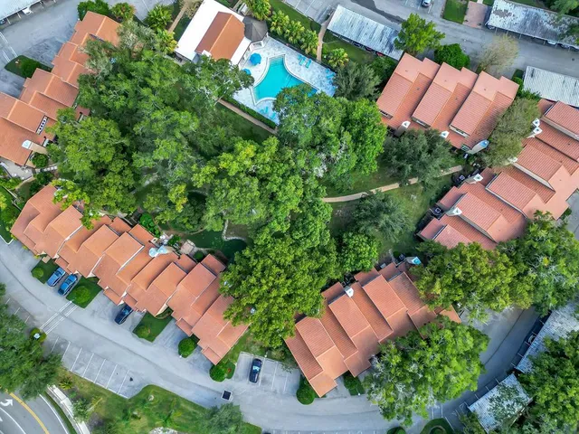 an aerial view of a house