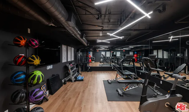 a view of a room with gym equipment
