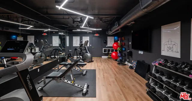 a view of a room with gym equipment