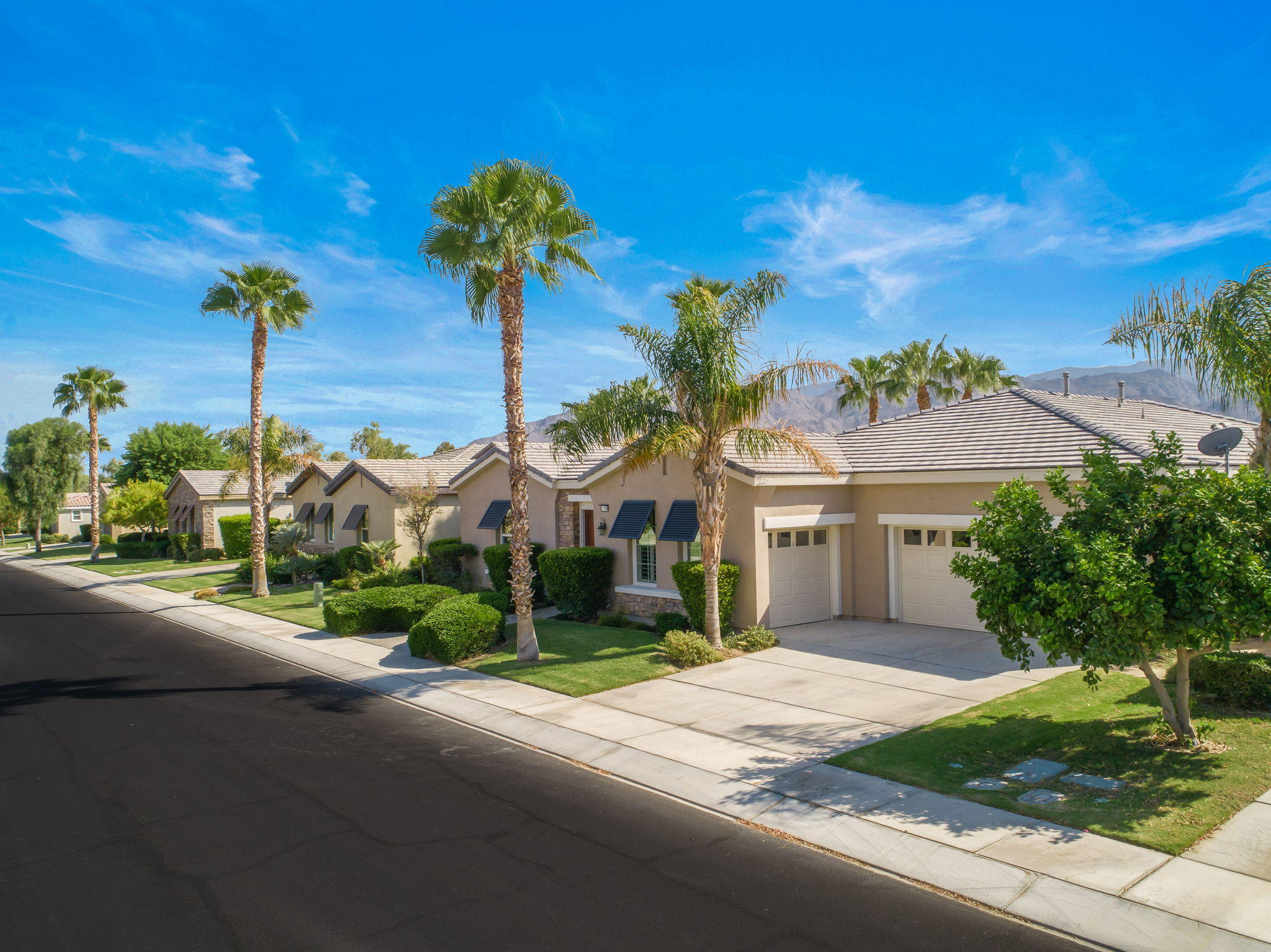 81189 Red Rock Road La Quinta, CA 92253 - Photo 41 of 85 a front view of a house with a yard and potted plants