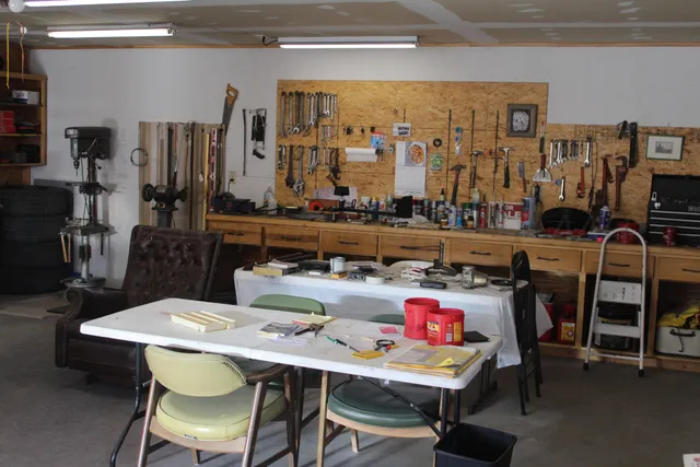 a view of a hallway with workspace