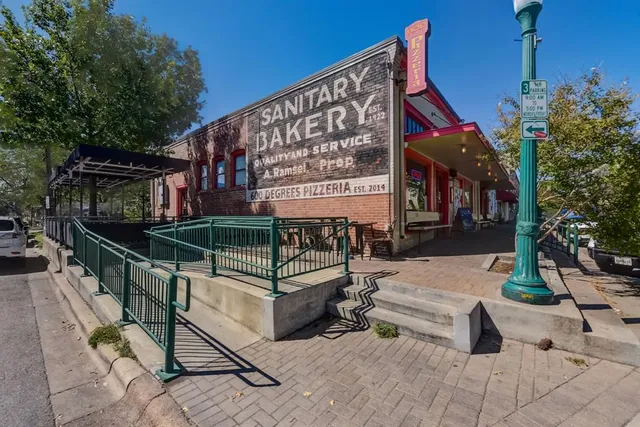 a view of a terrace with sitting area