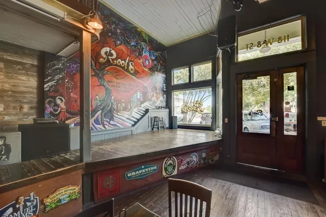 a view of a furniture in a room