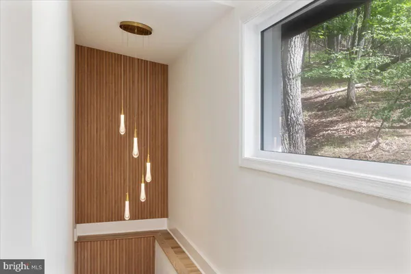a view of a room that has a window