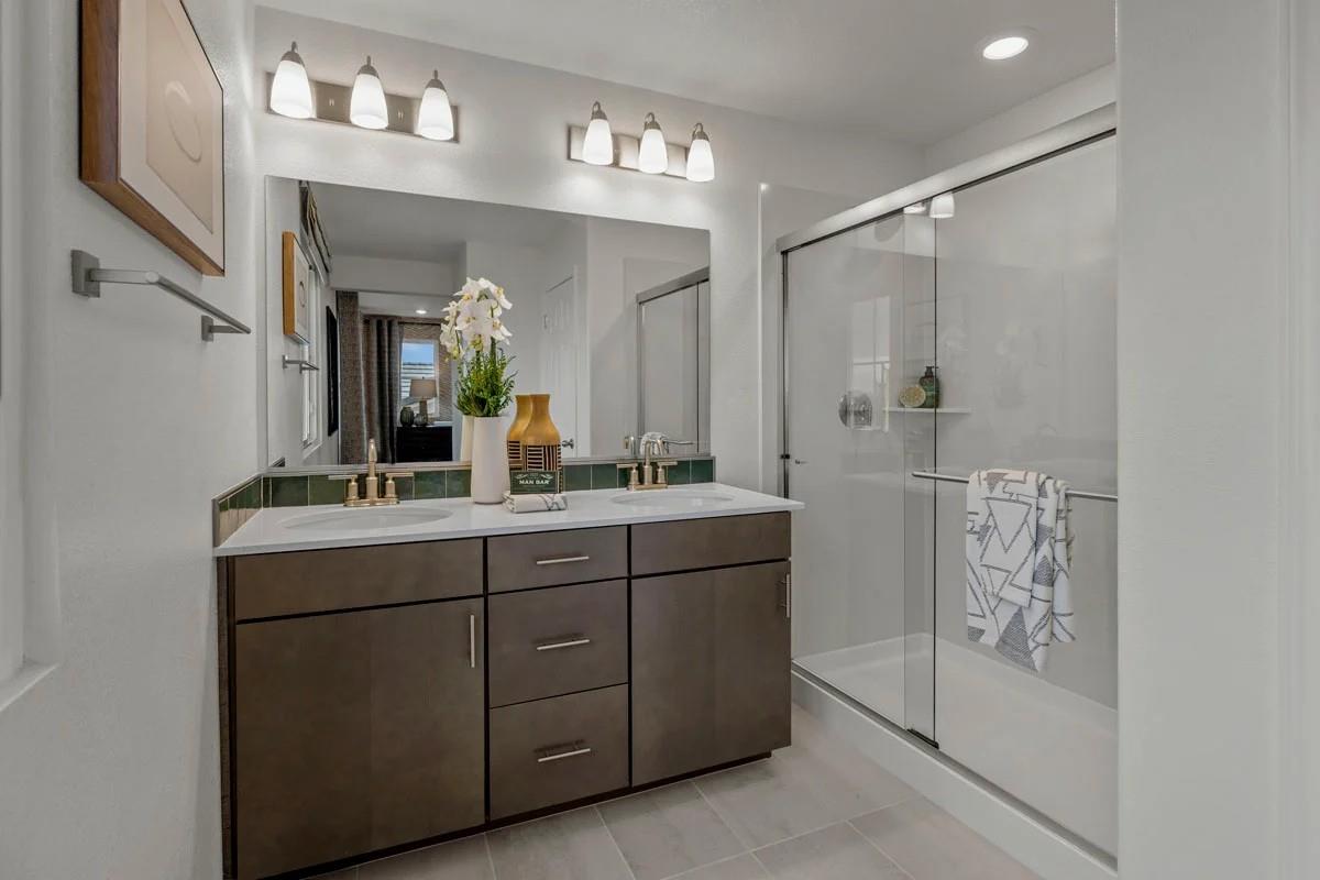 1701 Apiary Way Hughson, CA 95326 - Photo 9 of 13 a bathroom with a double vanity sink and mirror