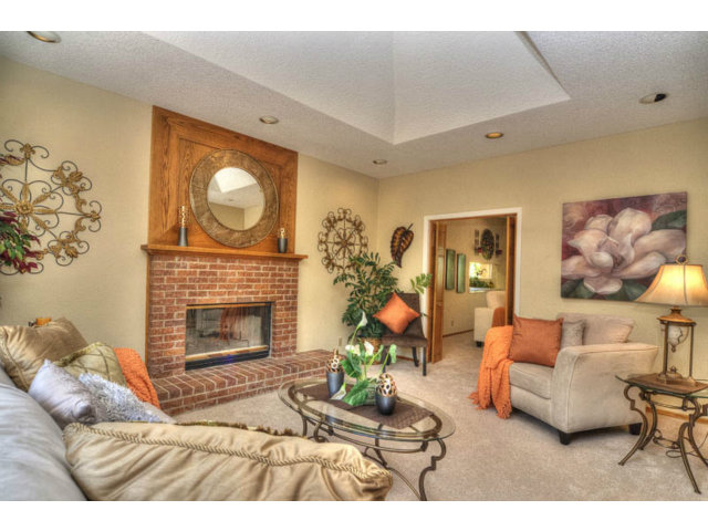 763 Filip Road Los Altos, CA 94024 - Photo 4 of 25 a living room with furniture a fireplace and a flat screen tv