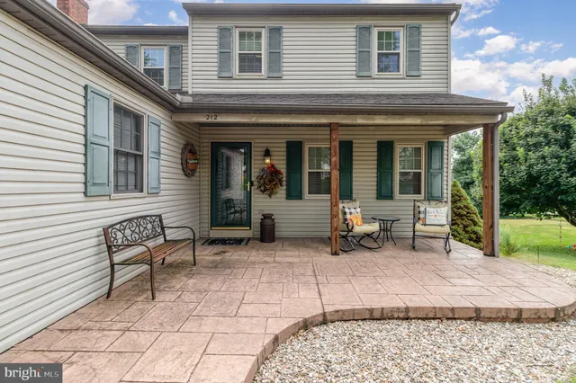 a backyard of a house with seating space