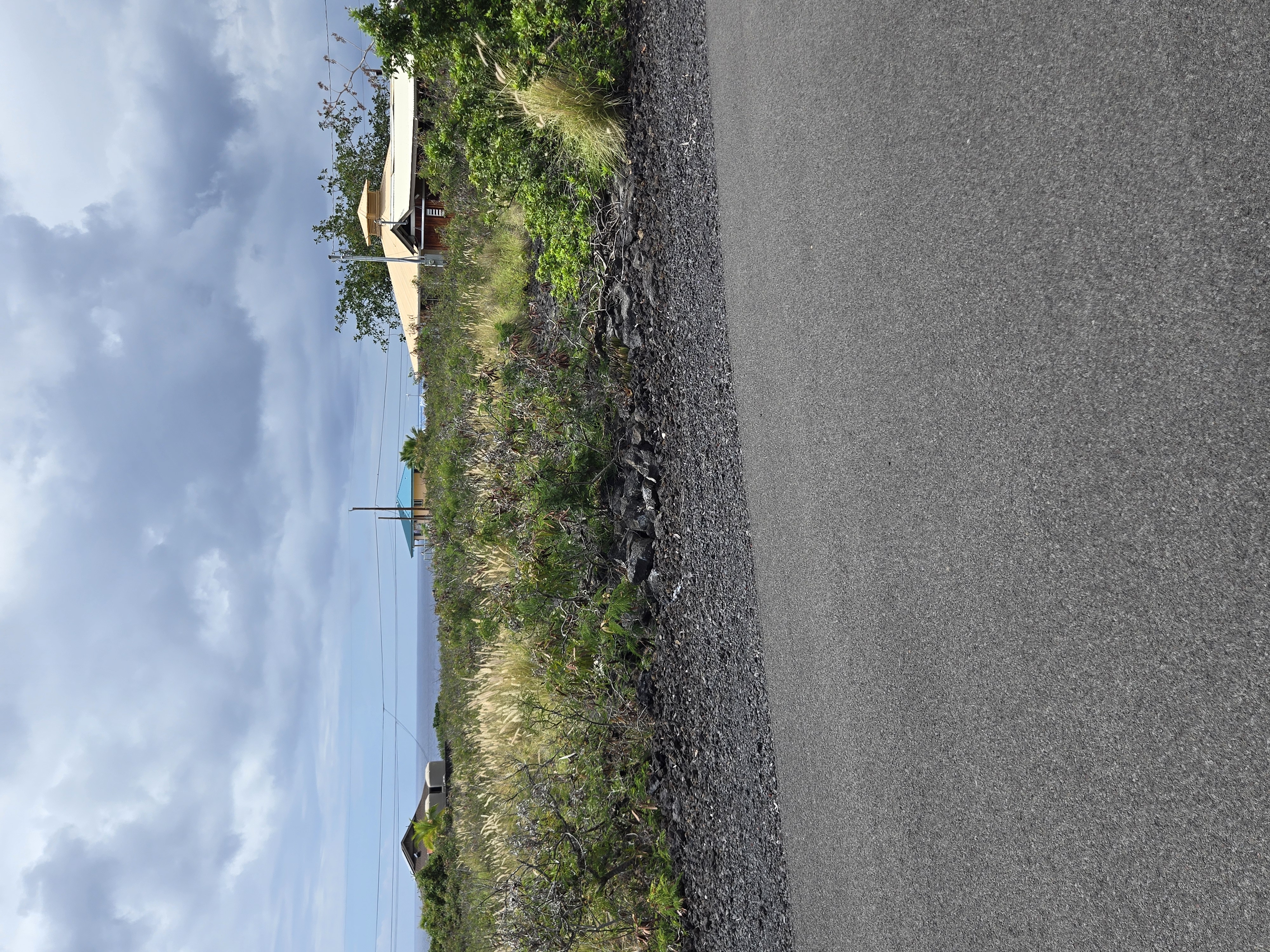 a view of a road with an ocean