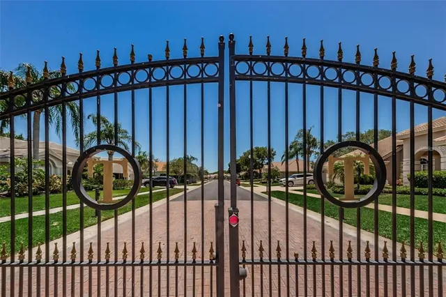 a view of a wrought iron fences