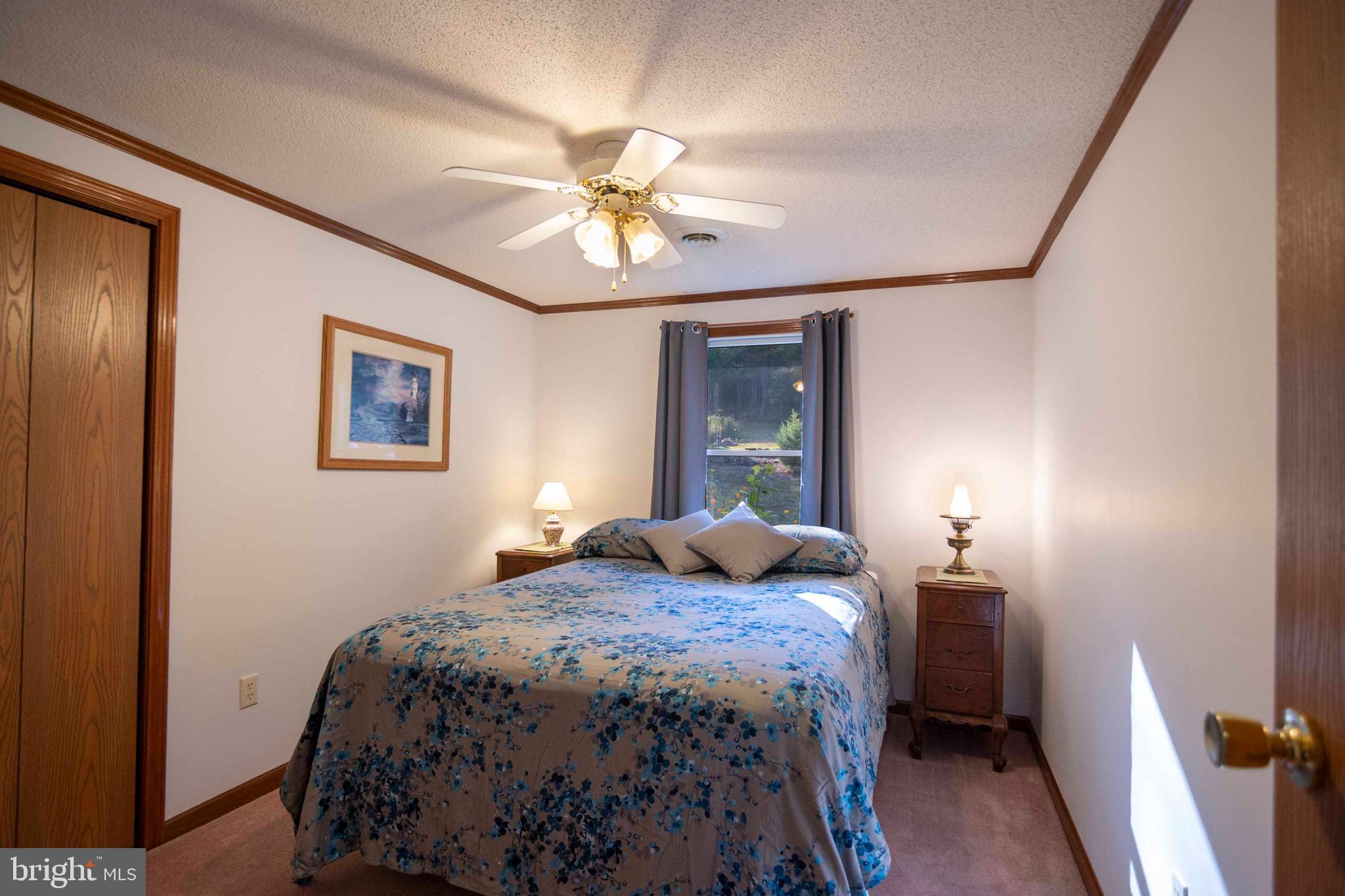 3225 Magnolia Road Great Cacapon, WV 25422 - Photo 23 of 59 a bedroom with a bed and a chandelier