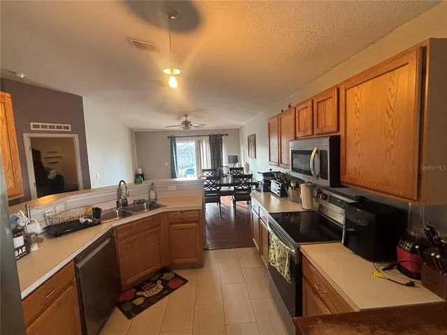 a kitchen with lots of counter top space