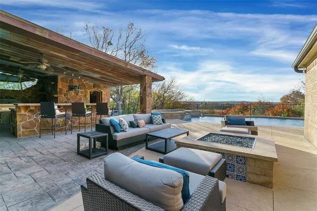 a view of outdoor space with seating