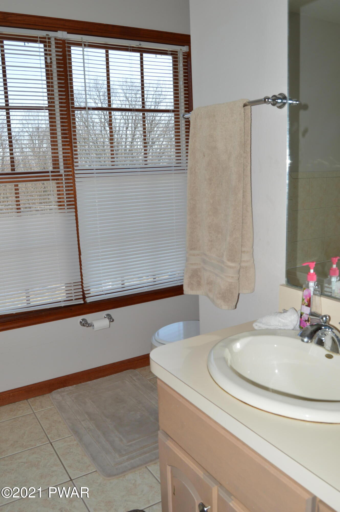 4281 Pne Rdg Drive Bushkill, PA 18324 - Photo 19 of 30 a bathroom with a sink and mirror