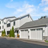a view of a building with a street