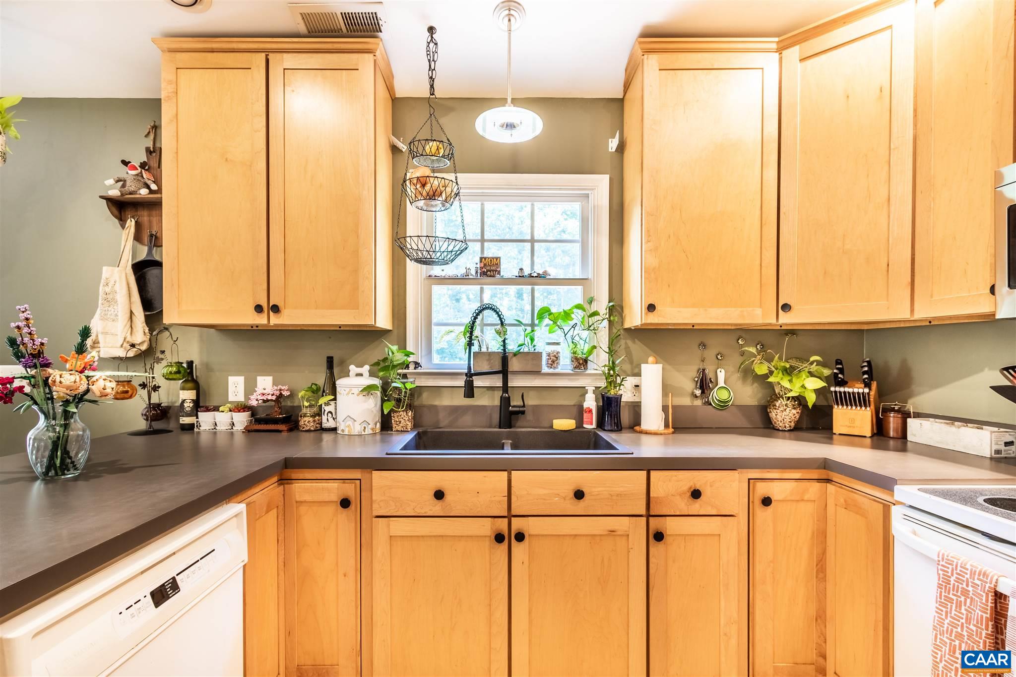 196 Logtrac Road Stanardsville, VA 22973 - Photo 21 of 34 a kitchen with stainless steel appliances a sink a counter and a window