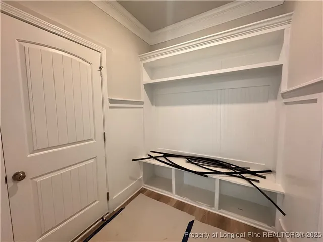 a view of a room with rack on the wall