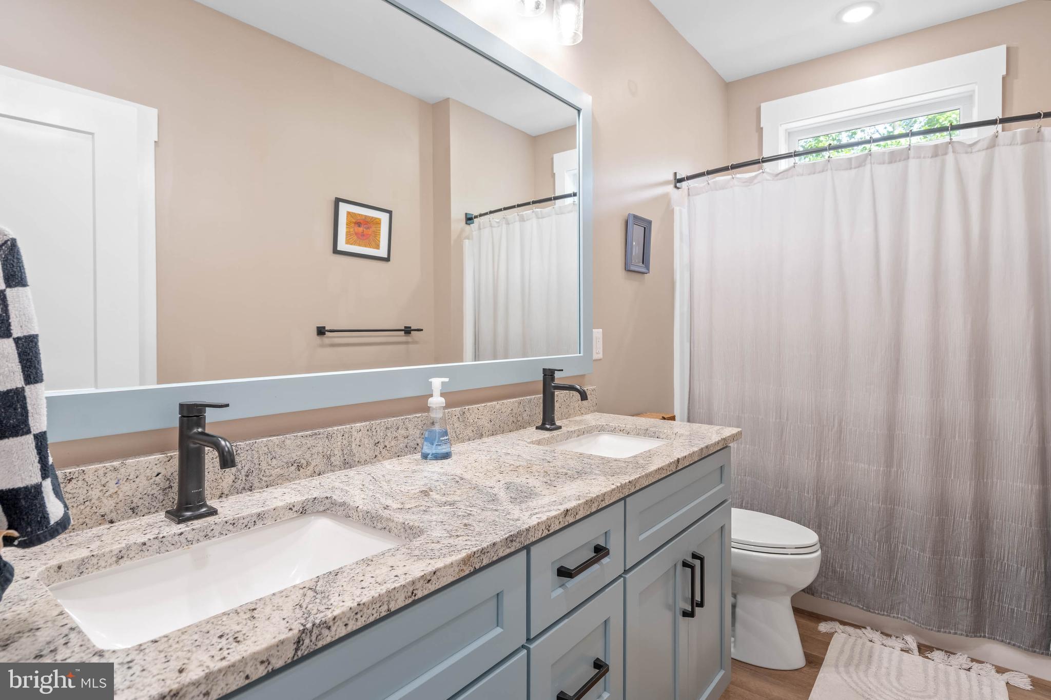 38155 Muddy Neck Road Ocean View, DE 19970 - Photo 41 of 67 a bathroom with a granite countertop sink a toilet and a mirror