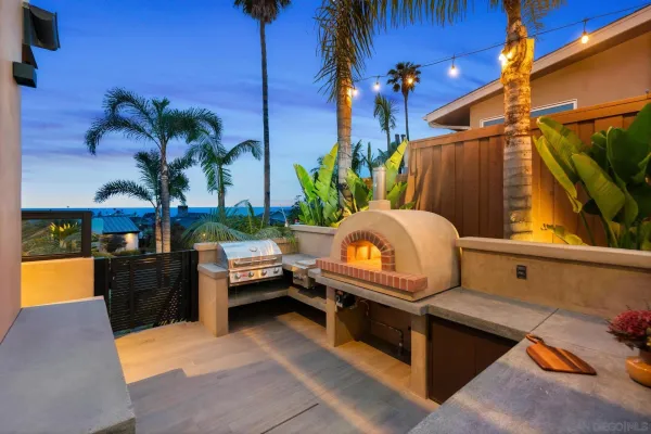 a backyard of a house with seating space