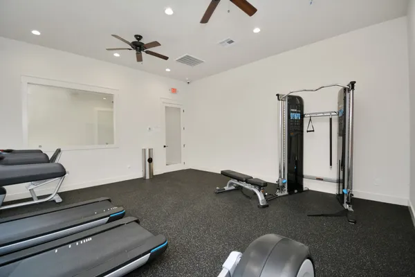 a room with gym equipment
