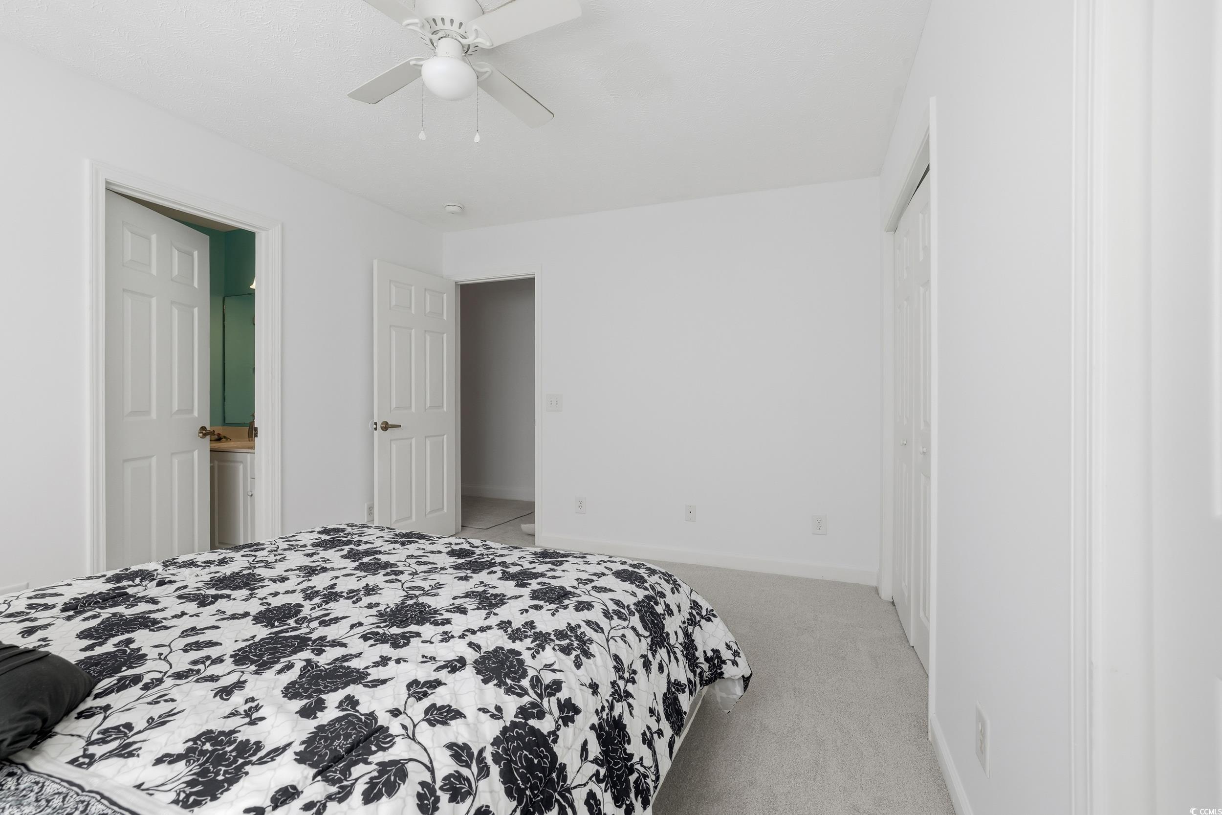 309 Meadowside Drive Little River, SC 29566 - Photo 23 of 40 Bedroom with light carpet, a closet, and a ceiling fan
