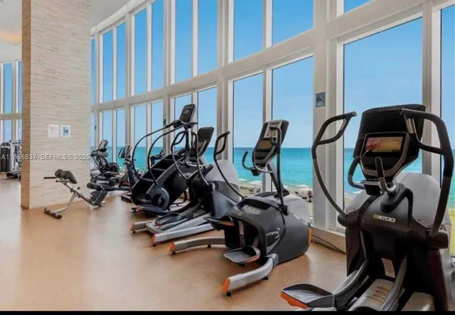 a view of a room with gym equipment
