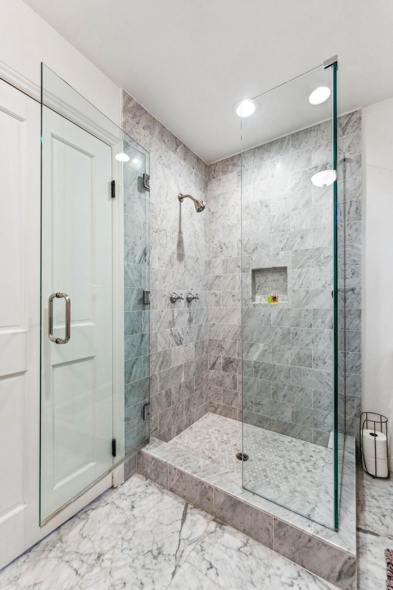 396 Las Alturas Road Santa Barbara, CA 93103 - Photo 42 of 70 a bathroom with a shower and a sink
